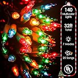 Meonum Christmas Lights with Music, Singing Christmas Lights Plays 25 Classical Holiday Songs, 7 Function Mode, Adjustable Volume and Mute, Musical Christmas Tree Lights(Multi Color,32 FT)