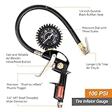 FYPower 18 Pieces Air Compressor Accessories kit, 1/4 inch x 25 ft Recoil Poly Air Compressor Hose Kit, 1/4" NPT Quick Connect Air Fittings, 100 PSI Tire Inflator Gauge, Heavy Duty Blow Gun