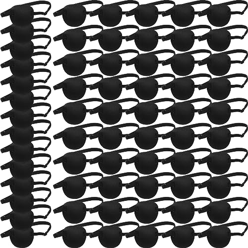 Nuanchu 18 Pcs Pirate Eye Masks for Adults Black Pirate Single Patches Adjustable Comfortable 3D Mask Party Favor (Black)