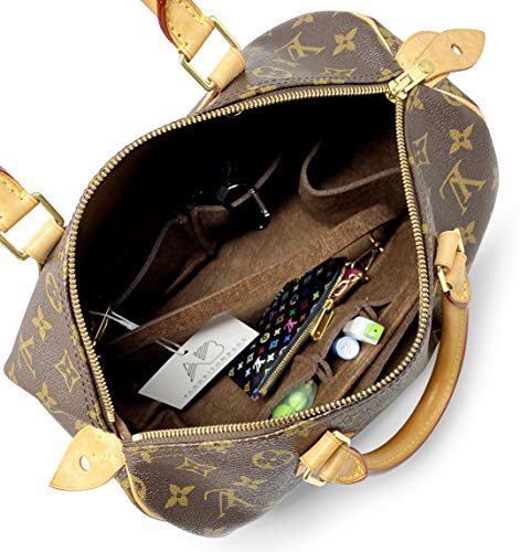 AlgorithmBags Purse Organizer Insert | designed for Louis Vuitton LV Speedy 30 35 40 25 | Luxury Liner Shaper Divider (30, Brown)