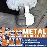 Brohood Metal Glue, 2 Pack High Strength Fast Curing Liquid Metal Epoxy Glue, Heat Resistant Metal to Metal Repair Glue, Metal Glue Heavy Duty Waterproof for Leak Sealing Welding Aluminum Steel 80g*2