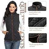 Dilgul Women's Padded Vest, Stand Collar Lightweight Zip Quilted Gilet Black L