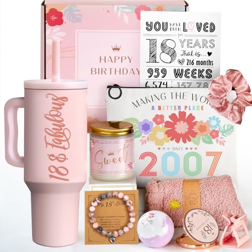 18 Year Old Girl Birthday Gifts - 18th Birthday Gifts for Girls - 18th Birthday Gift Ideas, 11 Pieces Unique 18th Birthday Gifts for Daughter, Niece, Granddaughter,18 & Fabulous Cool 18 Decorations