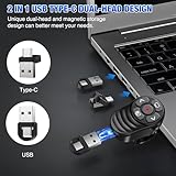 Rechargeable 2-in-1 USB Type C Wireless Presentation Clicker, Finger Ring Clicker Powerpoint Clicker with Red Light & Volume Control, Wireless Presenter Remote Pointer for Slide MAC Computer PC Laptop