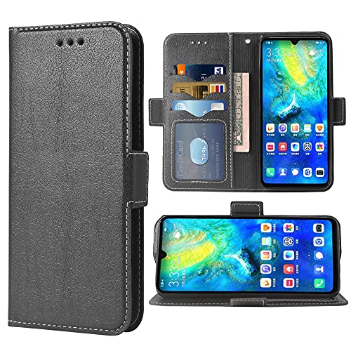 WWAAYSSXA Compatible with Huawei Mate 20X Wallet Case Wrist Strap Lanyard Leather Flip Cover Card Holder Stand Cell Accessories Folio Phone Cases for Hawaii Mate20 X Mate X 20X Women Men Black