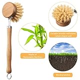 Patelai 8 Pieces Wooden Kitchen Dish Brush Include Bamboo Scrub Cleaning Brush and Replacement Heads Dish Scrubber for Kitchen Room Cleaning Supplies