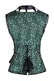 Charmian Women's Steel Boned Retro Goth Brocade Steampunk Bustiers Corset Top with Jacket and Belt Green XX-Large