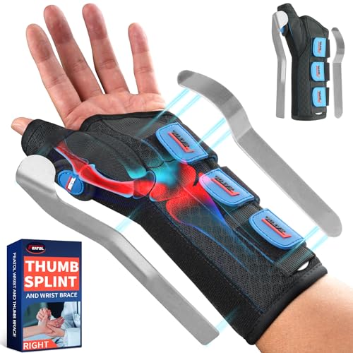 FEATOL Carpal Tunnel Wrist Brace Night Support, FSA or HSA Thumb Spica Splint Left Hand for De Quervains Tenosynovitis, Tendonitis, Wrist Brace With Thumb Support-Small/Medium-Women & Men, Black