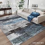 Ciicool Abstract Area Rug Indoor, 3x5 Washable Entryway Rug, Modern Soft Throw Rug with Non-Slip Backing Ideal for Bedroom Living Room Entrance Kitchen, Low-Pile Floor Carpet Doormat Blue Grey