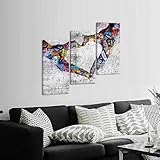 KREATIVE ARTS 3 Pieces Graffiti Paintings Canvas Wall Art Hand Heart Gesture Pop Art Posters Prints Romantic Bedroom Decor Modern Giclee Artwork Framed Ready to Hang Each Panel 12x24 Inches