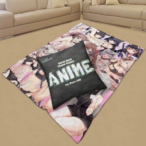 itakkaito Kawaii Cute Neko Girls Anime Soft Throw Blanket for Couch Sofa of Bed, Naked Waifu Blanket Hot Girls Multiple Anime Characters Throws Blankets Plush Blanket TV Blanket, 40x50in