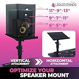 Liquid Stands Studio Monitor Stands - Music Studio Desktop Speaker Stands - 2 Pack 12x9 Clamp-on Adjustable Short or Tall Monitor Speaker Stands for Music Studio Desk Speaker Stand Mount with Tilt