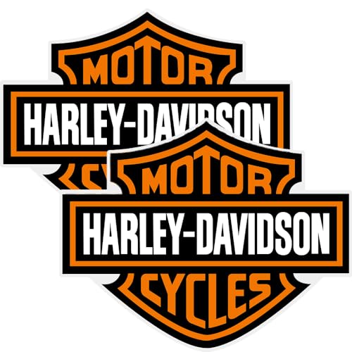 Kasflag Harley Sticker Davidson Decal Bar & Shield Extra Large Trailer Logo (2Pack, Width 15in) Premium Waterproof Removable, Width:12inch, Orange