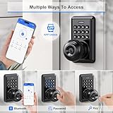 Wi-Fi Smart Door Lock, Keyless Entry Door Lock with Knob, Keypad Door Lock with Handle, Smart Locks for Front Door, Smart Door Knob with Code, Digital Door Lock, No Hub Required, APP Remote Control