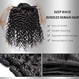 Human Hair Bundles 20 22 24 26 Inch Deep Wave Bundles Human Hair 12A 4 Bundles Human Hair 100% Unprocessed Virgin Deep Curly Human Hair Bundles Deals Real Human Hair Extensions Natural Black