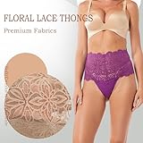 6 Pieces High Waist Thick Blend Stretch Hollow Out Underwear High Waist Lace Tanga Size XLarge