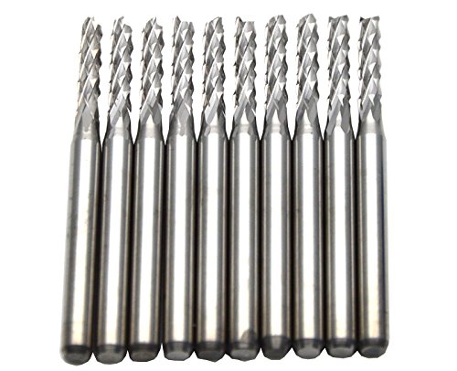 Wokesi 10Pcs,3mm Cutter Dia,1/8"Shank,38mmOAL,Tungsten Carbide,Threading Roughing Milling Cutter Corn End Mill CNC Router Bits for PCB PVC Carbon Fiber (3.0mm Dia*10pc)