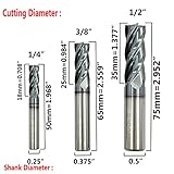 5pcs 1/4”, 3/8”, 1/2”, 5/8”, 3/4” Carbide Square End Mill, HRC 45 Deg Single End 4 Flute AlTiN Coating Mill Bits (5pcs End Mill Set)