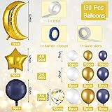 Zhanmai 110 Pcs Navy Blue Balloon Garland Kit Sky Night Moon Star Theme Balloons 36'' Gold Moon Balloon 18'' Star Foil Balloon Party Decoration Wedding Birthday Blue Parties and Celebrations Decor