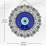 Erbulus Turkish XX-Large Glass Blue Evil Eye Wall Hanging Ornament - Wall Art Decoration - Turkish Nazar Bead Amulet - Home Protection and Good Luck Charm Gift in a Box