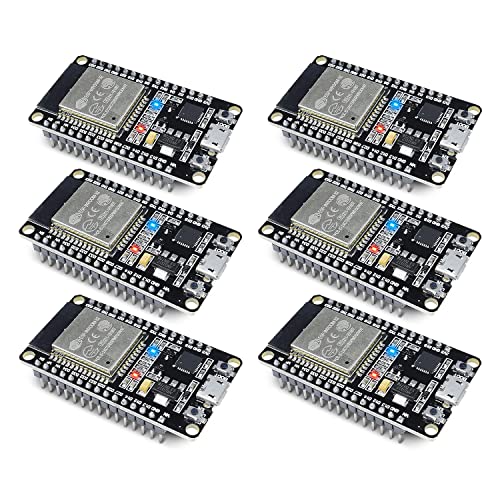 6-Pack ESP-WROOM-32 Development Board, Aideepen ESP32S Esp32 Development Board 2.4GHz Dual-Core Compatible with Arduin0, Nodemcu,and MicroPython (30PIN Micro USB)