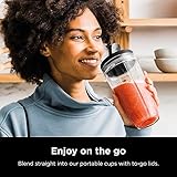 Ninja BN301 Nutri-Blender Plus Compact Personal Blender, 900-Peak-Watt Motor, Frozen Drinks, Smoothies, Sauces & More, (3) 20 oz. To-Go Cups, (2) Spout-Lids (1) Storage-Lid, Dishwasher Safe, Silver