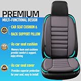 Car Seat Cushion with Back Support Pillow: Front Back Cushion & Seat Cushion Set, Comfy Memory Foam Driving Cushion for Back-Sciatica Pain Relief, Seat Pad Suitable for Car, Truck, SUV - Dark Grey