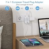 TESSAN 3 Pack European Travel Plug Adapter USB C, US to Europe Plug Adapter with 4 AC Outlets and 3 USB Charger, Type C Power Adaptor for USA to EU Euro Spain France Iceland Italy Germany Greece