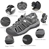 FLARUT Men's Athletic Sandals - Closed Toe Sport Hiking & Outdoor Walking Water Sandals with Anti-Slip Cushioning and Breathable Mesh (F-Grey,42)