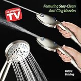 AquaCare High Pressure 8-mode Handheld Shower Head - Anti-clog Nozzles, Built-in Power Wash to Clean Tub, Tile & Pets, Extra Long 6 ft. Stainless Steel Hose, Wall & Overhead Brackets