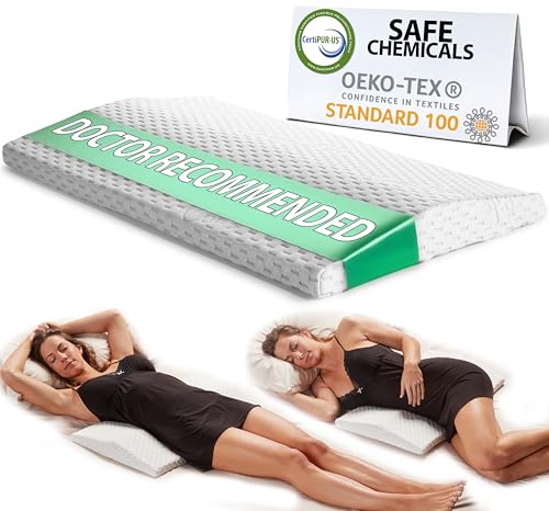 ComfiLife Lumbar Support Pillow for Sleeping Memory Foam Pillow for Back Pain Relief - Side, Back and Stomach Sleepers- Triangle Wedge Bolster Pillow - Bed Rest Pillow (White, Standard)