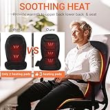 CARSHION Massage Seat Cushion with Full Back Thighs Heat Back Massager with 3 Heating Pads 6 Vibrating Motors, Massage Chair Pad Seat Warmer for Home Office, Gift for Men Women