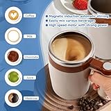 Self Stirring Coffee Mug – 14oz Rechargeable Magnetic Stirring Cup, Waterproof Design, Electric Stainless Steel Mugs for Coffee, Milk & Cocoa – Black & Brown, 2-Pack – Lover Mugs for Home & Office