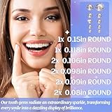 Tooth Gem Kit Professional- Include Adhesive, Cure Light, Super Bling Crystal, DIY Dental Jewelry Set, Home Teeth Gem Kit, Safe & Easy Application - Long Lasting Sparkle(Round kit)