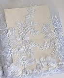 African Lace Net Fabrics Nigerian French Fabric Embroidered and Manual Beading Guipure Cord Lace for Party Wedding 5 Yards (White)