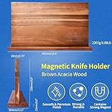 XYJ Extra Large Magnetic Knife Block Acacia Wood Knife Set Holder Stand With Stronge Magnetic Strip Kitchen Knives Storage Rack Organizer Tools No Drilling