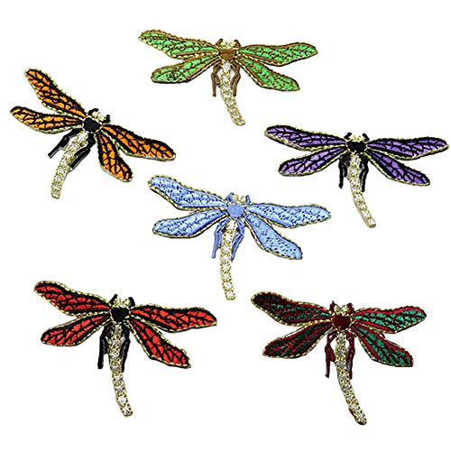 6 Pack Delicate Embroidered Patches, Dragonfly Embroidery Patches, Iron On Patches, Sew On Applique Patch, Custom Backpack Patches for Women, Boys, Girls, Kids