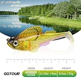 Gotour Weedless Soft Fishing Lures for Freshwater and Saltwater, Premium Pre-Rigged Jig Head Paddle Tail Swimbaits for Bass Fishing，Jigs Fishing Bait for Crappie Trout Walleye, Amazing Fishing Gifts