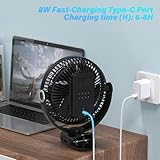 BIVBTP 12000mAh Clip on Fan Rechargeable, 8 Inch Car Fans with Sturdy Clamp and 4 Speeds Strong Airflow,6 to 30hrs Quiet Personal Fan for Stroller Golf Cart Office Desk Camping