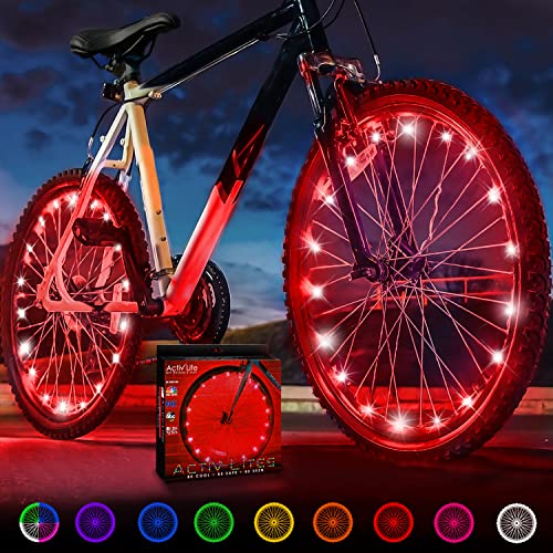 Activ Life Bicycle Wheel Lights (2 Tires, Red) Hot LED Bday Gift Ideas & Presents for Christmas - Popular Special Sale for Him or Her - Men, Women, Kids & Fun Teens