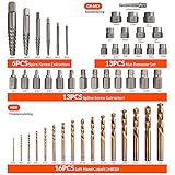 Coobeast 49Pcs Bolt Extractor Kit with Left Hand Drill Bit, Screw Extractor Set Heavy Duty, Bolt Extractor & Reverse Drill Bit Easy Out Damaged Nuts Stripped Screw with Portable Case Great Mens Gift