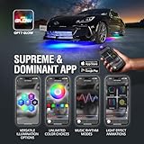 OPT7 Aura DreamColor Underglow Chasing Lights for Car with APP & Remote Control, Waterproof Rigid Aluminum LED Light Bar, Exterior Neon Accent Underbody RGBIC Light Kit, Multi Colors Music Mode, 12V