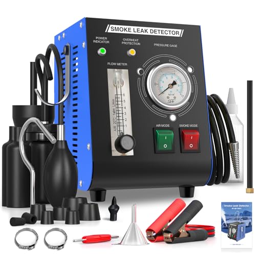 Automotive Smoke Machine, 12V DC Upgrade Leak Detector with Built-in Air Pump, Pressure Gauge & Flow Meter, 19PSI Dual Mode EVAP Fuel Pipe Diagnostic Tool for Cars, Vehicles, ATV, Boat, Motorcycle