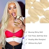 Vallbest 613 Bundles Human Hair Blonde Bundles with Closure Human Hair 16 18 20 +14 Inch Body Wave Raw Bundles Human Hair 12A 100% Unprocessed Brazilian Virgin 4 Bundles Weave Human Hair Extensions