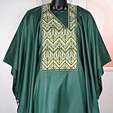 HD African Traditional Wear for Men Embroidery Green Agbada 3 Pieces Wedding Suit L