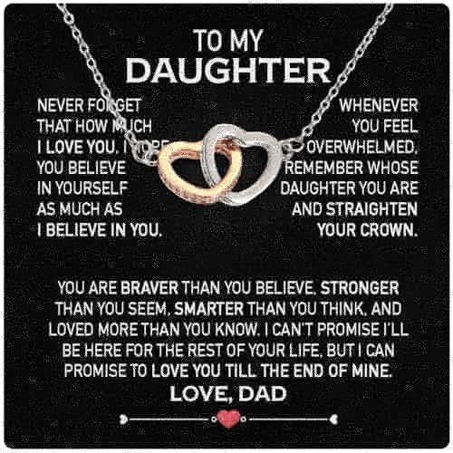 Larvincy To My Daughter Necklace From Dad With Heartfelt Message & Elegant Box, Valentines Day Gifts For Daughter From Father, Jewelry Gift From Daddy for Birthday, Graduation & More