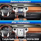 Cidava T-Style Car Radio, CarPlay Stereo for Toyota Tundra 2014-2021, 12.1 Inch Android Head Unit Replacement Support Wired and Wireless Car Play/Android Auto, AM/FM Radio, Back-Up Camera