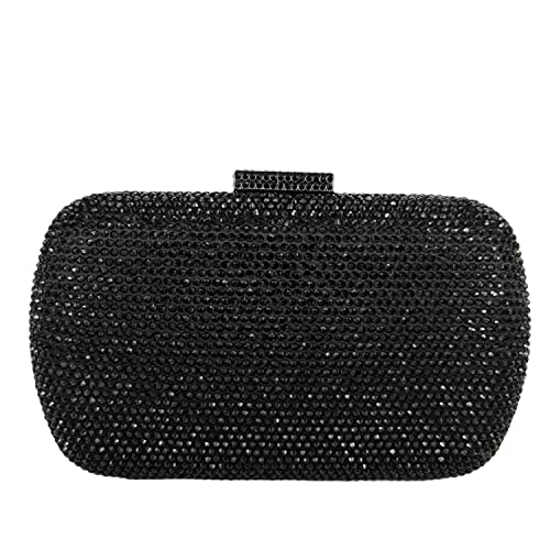 Boutique De FGG Bling Evening Bags and Clutches for Women Formal Party Crystal Clutch Bag Wedding Rhinestone Handbags, Mini,Black