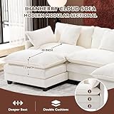 Ihanherry 111.4" U Shaped Cloud Couch Modern Modular Sectional Sofa with 2 Ottoman, 5-Seat Chenille Deep Seat Sofa with 5 Pillows for Living Room, Bedroom and Apartment, Beige