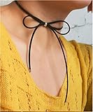 Jumwrit Bow Tie Choker Necklace Simple Black Velvet Adjustable Necklace for Women